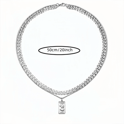 1 pieza Collar de doble cadena de acero inoxidable - Collar único de doble capa, regalo ideal para tu pareja - Accesorio elegante en estilo hip-hop para fiesta de chicos y uso diario