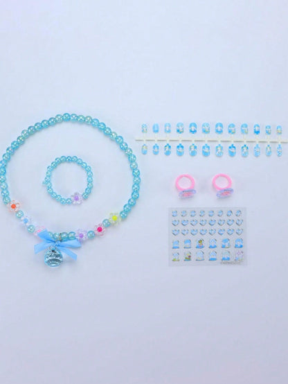 1 pieza Conjunto de pegatinas para uñas de collar y pulsera con diseños de y , pegatinas de uñas creativas de dibujos animados lindos, mejor regalo para Halloween y Navidad