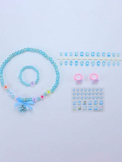 1 pieza Conjunto de pegatinas para uñas de collar y pulsera con diseños de y , pegatinas de uñas creativas de dibujos animados lindos, mejor regalo para Halloween y Navidad