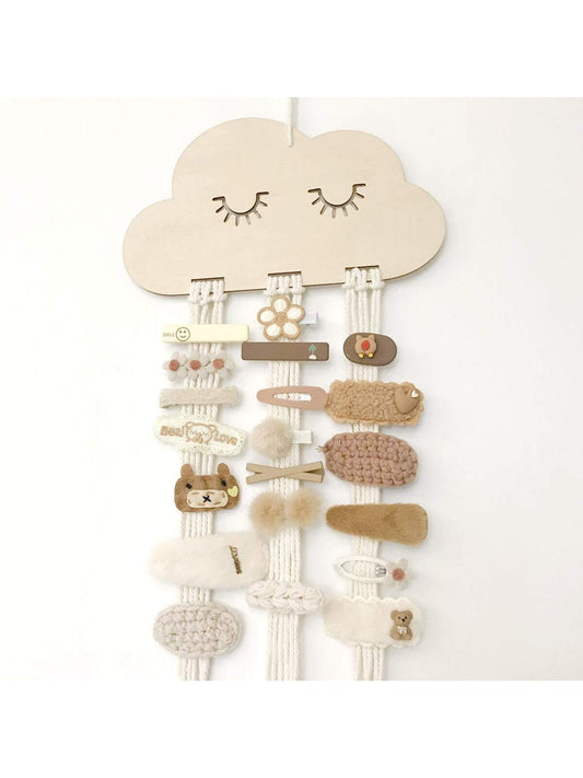 1 pieza DIY Soporte de madera en forma de nube con 6 ganchos de cuerda para almacenar accesorios para el cabello, joyería, regalos, decoraciones de pared, horquillas para el cabello, organizador de maquillaje