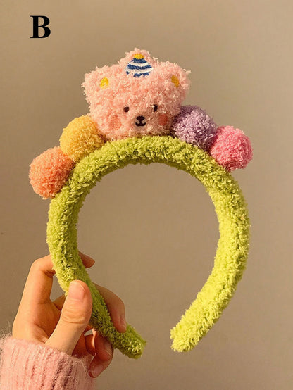 1 pieza Diadema con diseño de oso de peluche lindo para mujeres, banda para el cabello que sujeta la mascarilla
