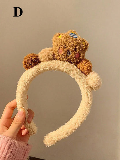 1 pieza Diadema con diseño de oso de peluche lindo para mujeres, banda para el cabello que sujeta la mascarilla