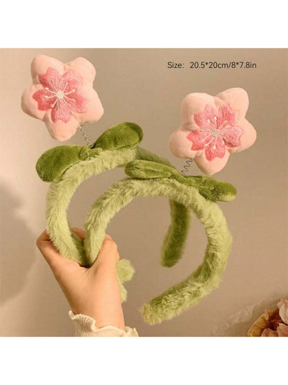 1 pieza Diadema de pelo con flor de peluche adorable, accesorio para el cabello con clip decorativo de dibujos animados, suave y antideslizante