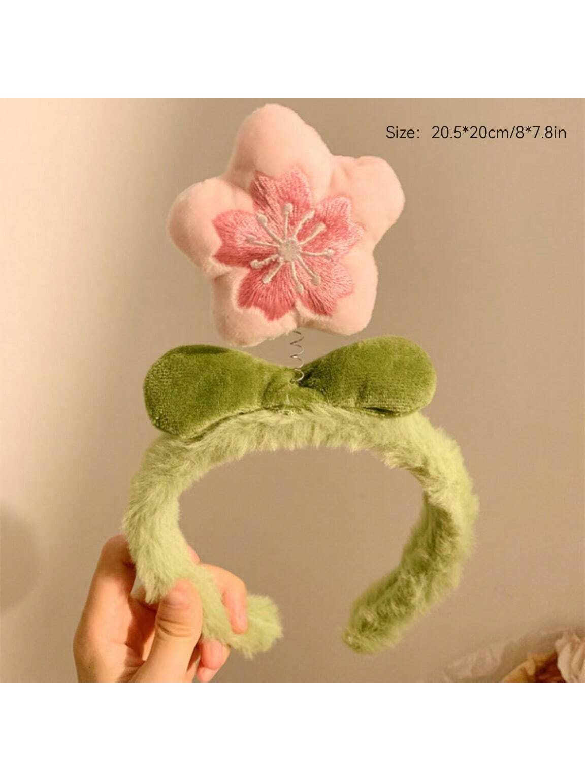 1 pieza Diadema de pelo con flor de peluche adorable, accesorio para el cabello con clip decorativo de dibujos animados, suave y antideslizante