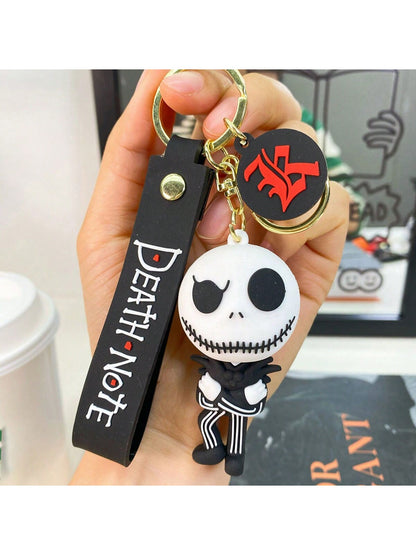 1 pieza Encantador Llavero de Pesadilla Antes de Navidad - Diseño adorable de la pareja Jack y Sally, elegante colgante de bolso, llavero de arte de animación coleccionable de Halloween