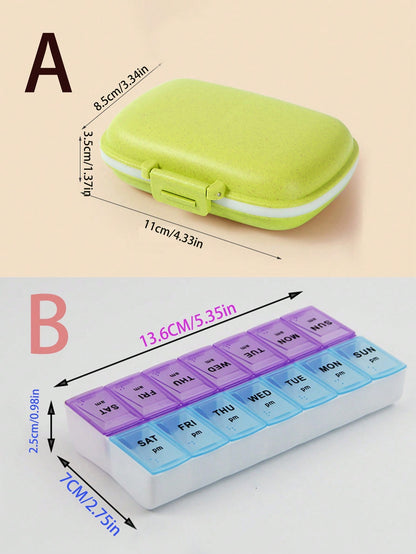 1 pieza Estuche mini para pastillas, caja de joyas portátil para viaje a prueba de humedad y resistente a la oxidación, organizador de compartimentos para suplementos y vitaminas