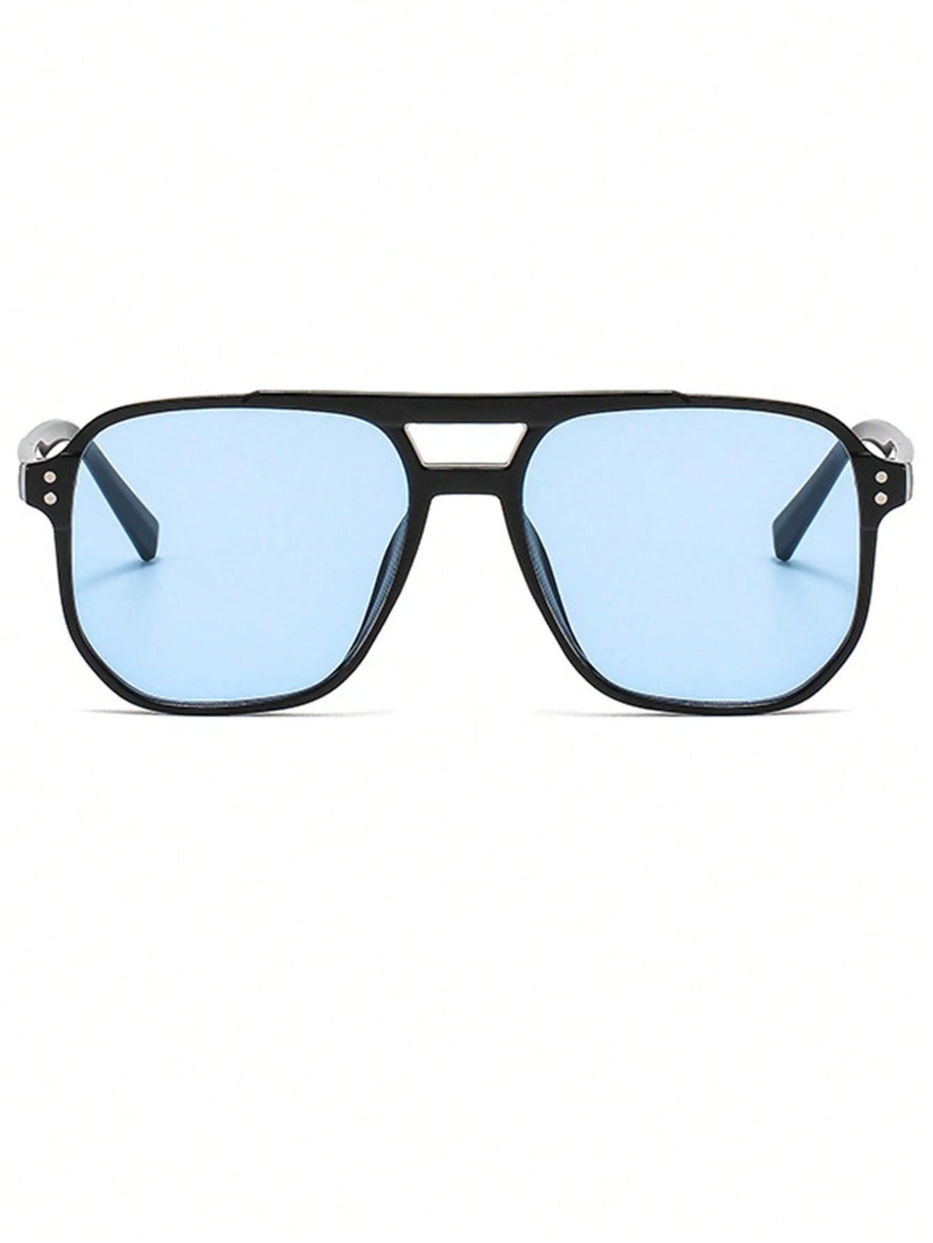 1 pieza Gafas de aviador de doble puente unisex, gafas de moda de alta gama de tendencia, accesorios de playa para mujeres