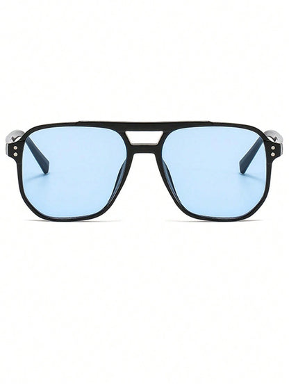 1 pieza Gafas de aviador de doble puente unisex, gafas de moda de alta gama de tendencia, accesorios de playa para mujeres