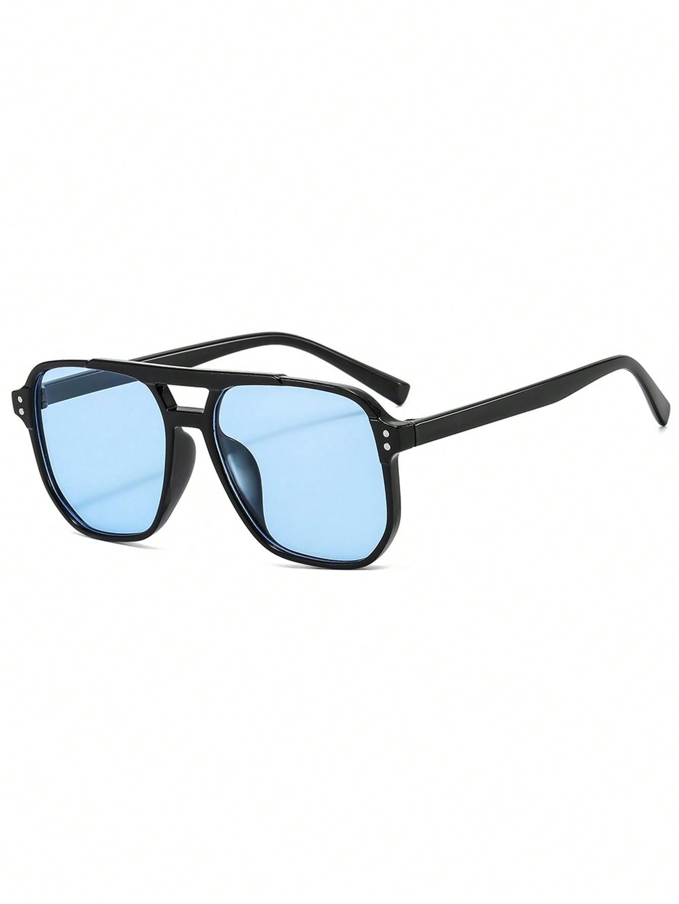 1 pieza Gafas de aviador de doble puente unisex, gafas de moda de alta gama de tendencia, accesorios de playa para mujeres