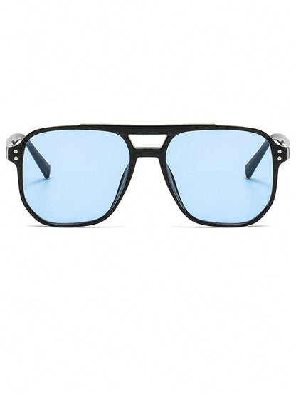 1 pieza Gafas de aviador de doble puente unisex, gafas de moda de alta gama de tendencia, accesorios de playa para mujeres