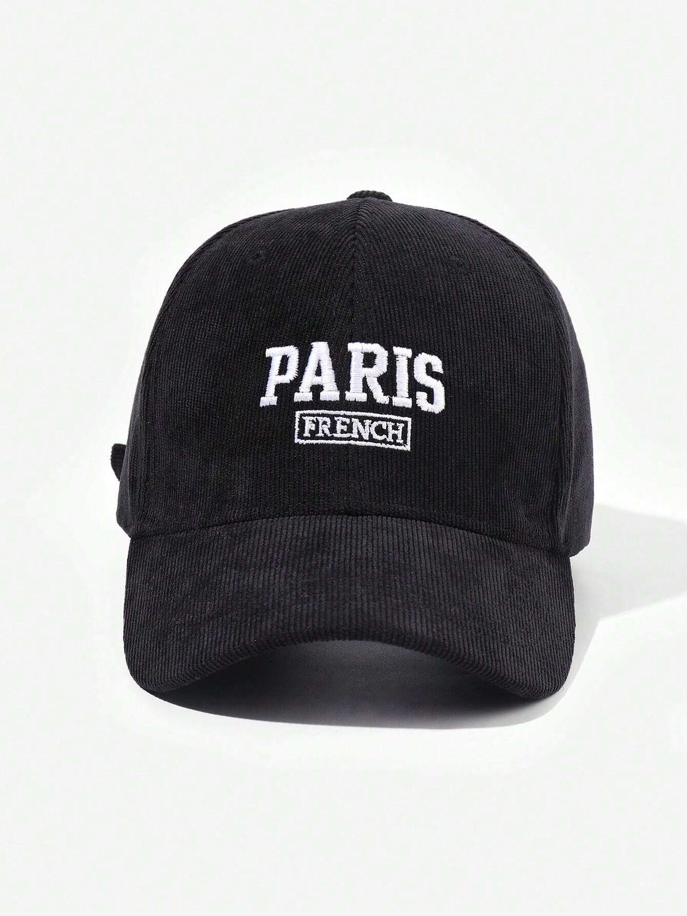 1 pieza Gorra de béisbol bordada con "PARÍS" de pana, apropiada para el ocio al aire libre en otoño e invierno