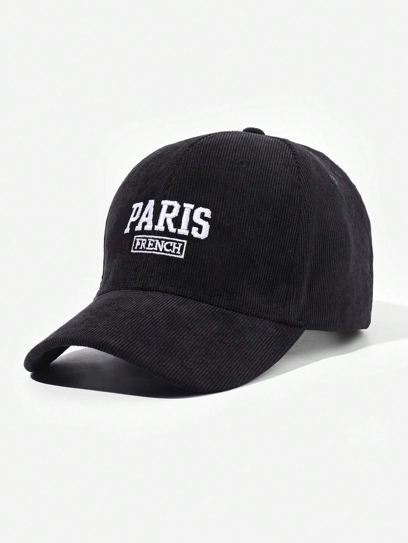 1 pieza Gorra de béisbol bordada con "PARÍS" de pana, apropiada para el ocio al aire libre en otoño e invierno