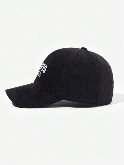 1 pieza Gorra de béisbol bordada con "PARÍS" de pana, apropiada para el ocio al aire libre en otoño e invierno