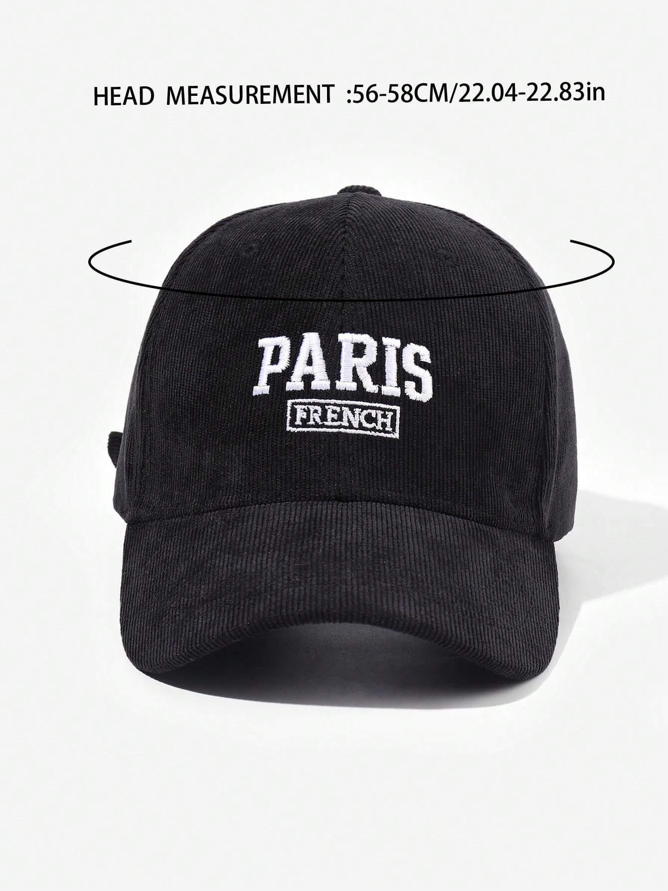 1 pieza Gorra de béisbol bordada con "PARÍS" de pana, apropiada para el ocio al aire libre en otoño e invierno