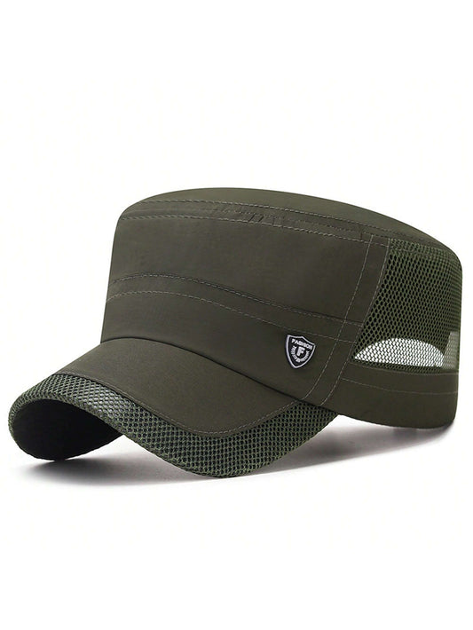1 pieza Gorra tipo snapback de poliéster con malla y estampado de letras, sombrero de protección solar transpirable y de secado rápido para el verano, Halloween
