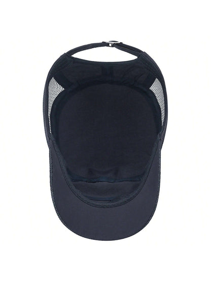 1 pieza Gorra tipo snapback de poliéster con malla y estampado de letras, sombrero de protección solar transpirable y de secado rápido para el verano, Halloween