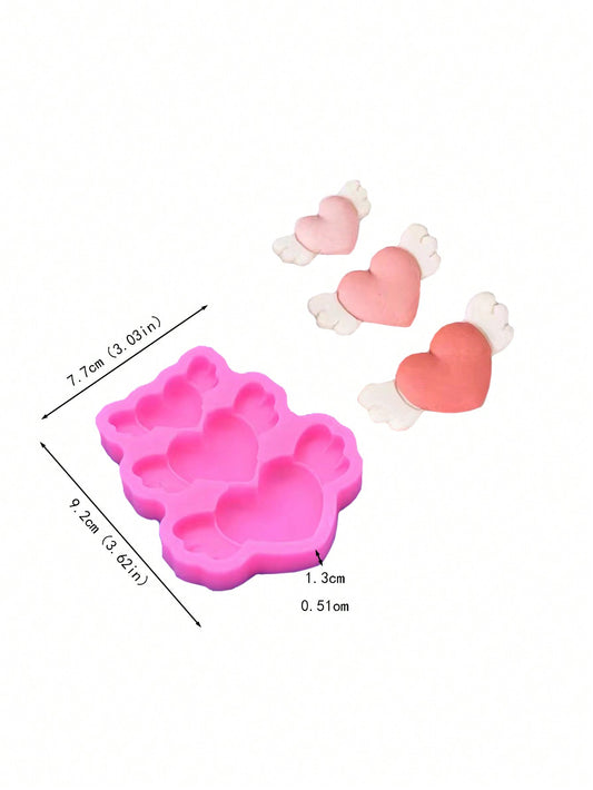 1 pieza Molde de silicona con alas en forma de corazón apto para hacer manualidades de arcilla, resina, yeso, ETC.