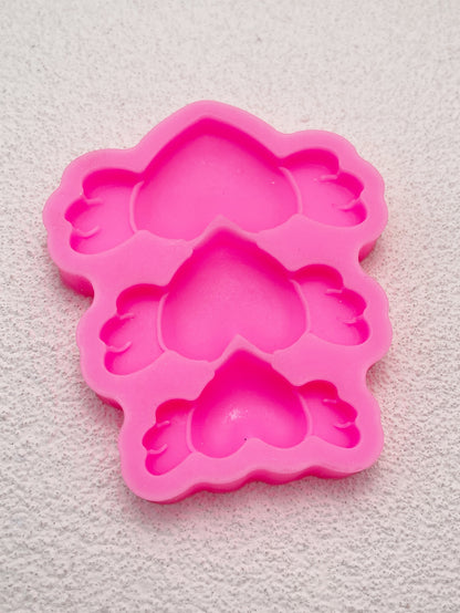 1 pieza Molde de silicona con alas en forma de corazón apto para hacer manualidades de arcilla, resina, yeso, ETC.