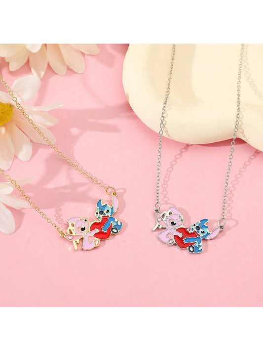 1 pieza Nueva Mejor venta de collar colgante de Lilo & Stitch de Disney, joyería personalizada de moda para mujeres, regalo