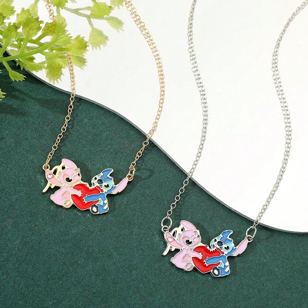 1 pieza Nueva Mejor venta de collar colgante de Lilo & Stitch de Disney, joyería personalizada de moda para mujeres, regalo