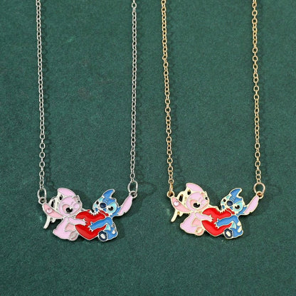 1 pieza Nueva Mejor venta de collar colgante de Lilo & Stitch de Disney, joyería personalizada de moda para mujeres, regalo