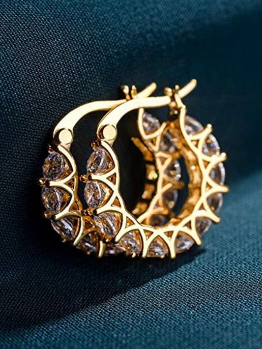1 pieza Pendientes de aro con decoración de circonita cúbica, joyería de cobre