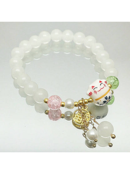 1 pieza Pulsera estilo Maneki-Neko, diseño único con elemento forestal, adecuado para uso diario de mujeres, regalo perfecto para familiares y amigos