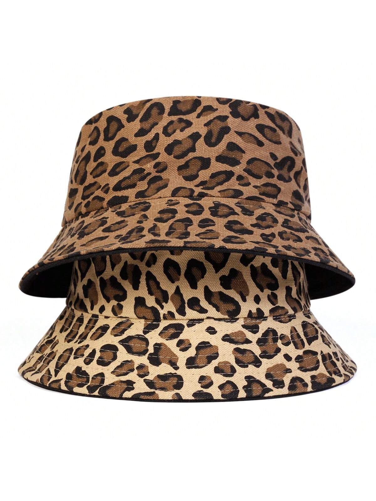 1 pieza Sombrero de cubo con estampado de leopardo para mujeres, sombrero de cubo de moda para uso casual, protección solar, adecuado para viajes de primavera/otoño, fiestas en la playa, etc.