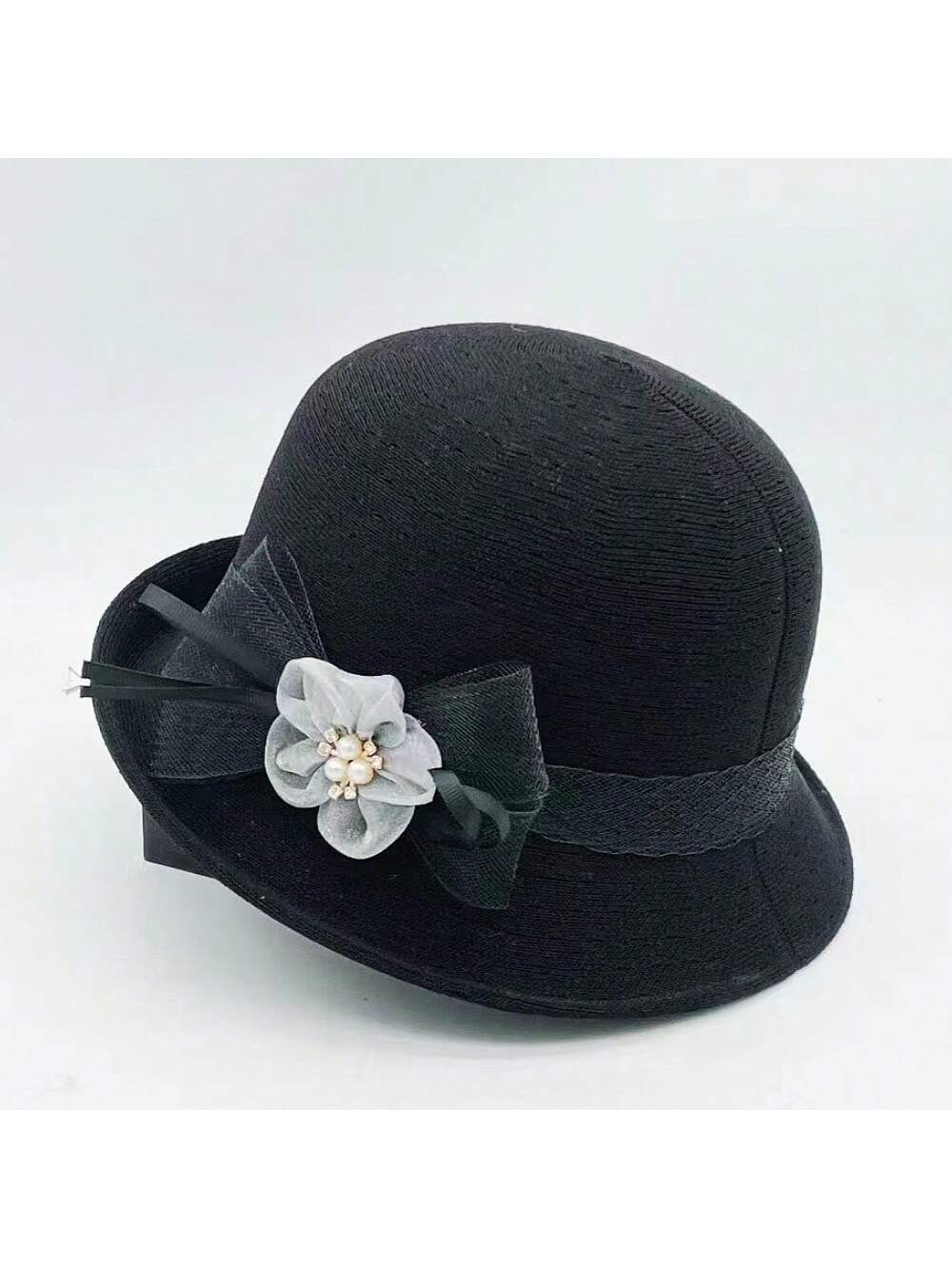 1 pieza Sombrero de paja tejido a mano para mujer con decoración floral recamada, elegante y de moda, adecuado para uso diario, fiestas y eventos