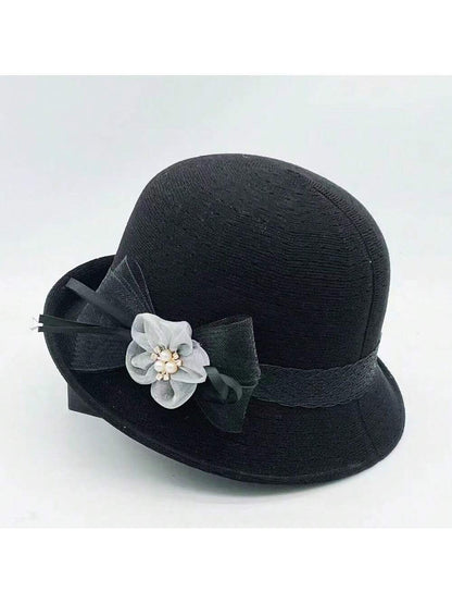 1 pieza Sombrero de paja tejido a mano para mujer con decoración floral recamada, elegante y de moda, adecuado para uso diario, fiestas y eventos
