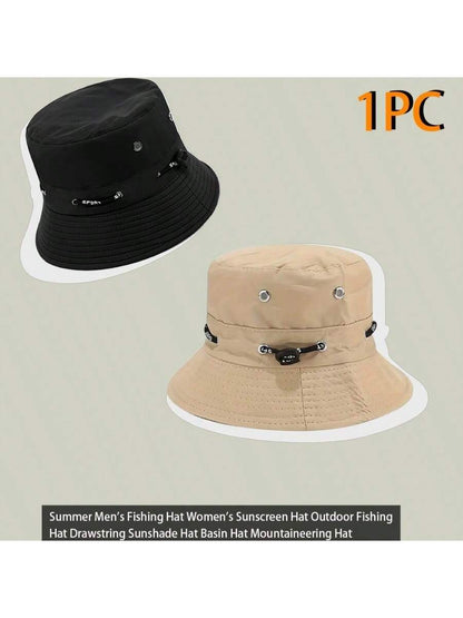 1 pieza Sombrero de pesca con cordón para hombre/mujer, sombrero de cubo para senderismo al aire libre