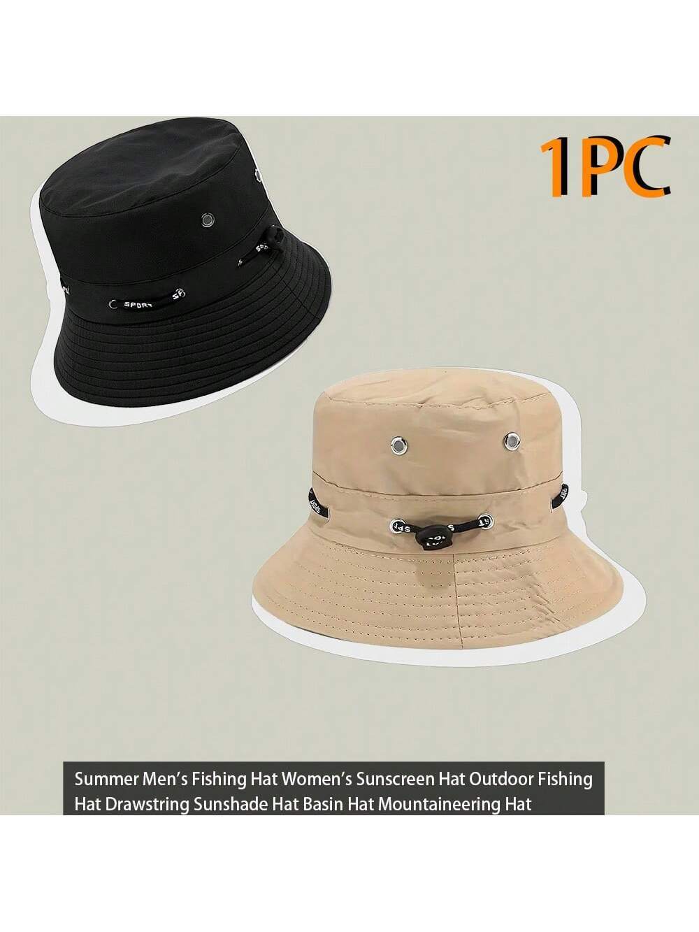 1 pieza Sombrero de pesca con cordón para hombre/mujer, sombrero de cubo para senderismo al aire libre