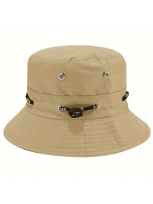 1 pieza Sombrero de pesca con cordón para hombre/mujer, sombrero de cubo para senderismo al aire libre