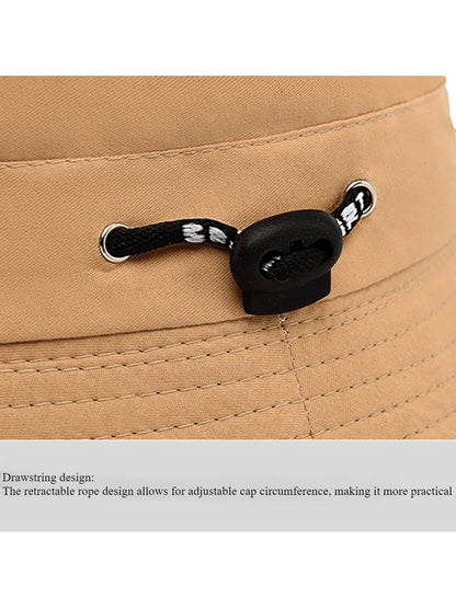 1 pieza Sombrero de pesca con cordón para hombre/mujer, sombrero de cubo para senderismo al aire libre