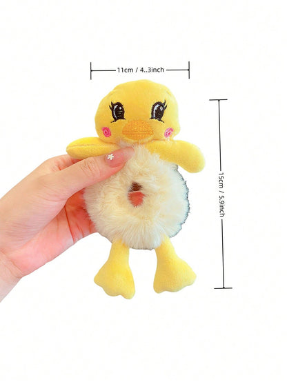1 pieza de lindo sujetador de cola de caballo de peluche con animal de dibujos animados, coletero para niños, adecuado para uso diario, no daña el cabello