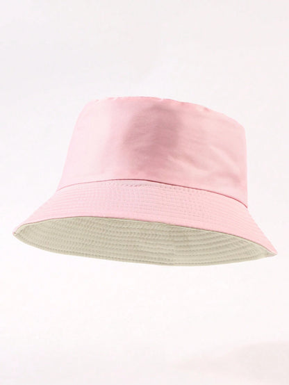 1 pieza de sombrero de sol unicolor informal, adecuado para uso diario, paseos en la calle, fiestas y actividades al aire libre. Sombrero de cubo juvenil unisex reversible, sombreador y protector solar.