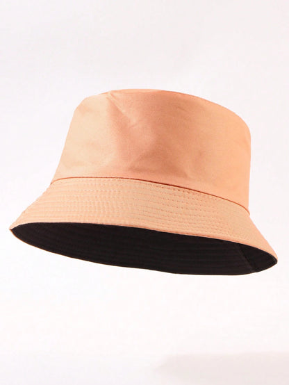 1 pieza de sombrero de sol unicolor informal, adecuado para uso diario, paseos en la calle, fiestas y actividades al aire libre. Sombrero de cubo juvenil unisex reversible, sombreador y protector solar.
