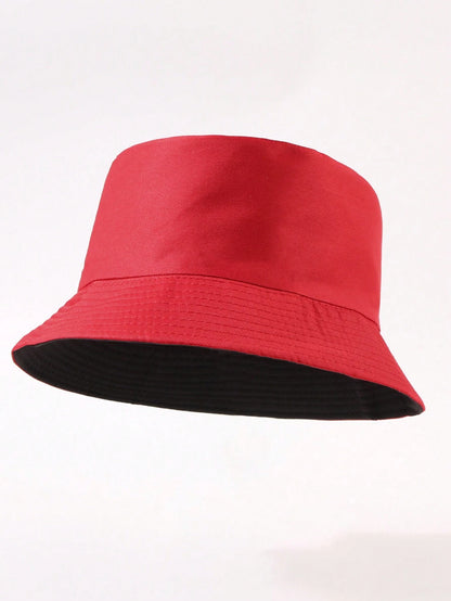 1 pieza de sombrero de sol unicolor informal, adecuado para uso diario, paseos en la calle, fiestas y actividades al aire libre. Sombrero de cubo juvenil unisex reversible, sombreador y protector solar.