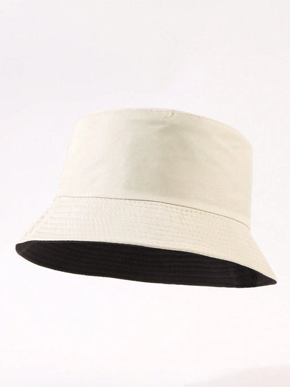 1 pieza de sombrero de sol unicolor informal, adecuado para uso diario, paseos en la calle, fiestas y actividades al aire libre. Sombrero de cubo juvenil unisex reversible, sombreador y protector solar.