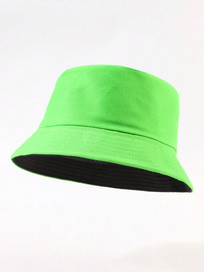 1 pieza de sombrero de sol unicolor informal, adecuado para uso diario, paseos en la calle, fiestas y actividades al aire libre. Sombrero de cubo juvenil unisex reversible, sombreador y protector solar.