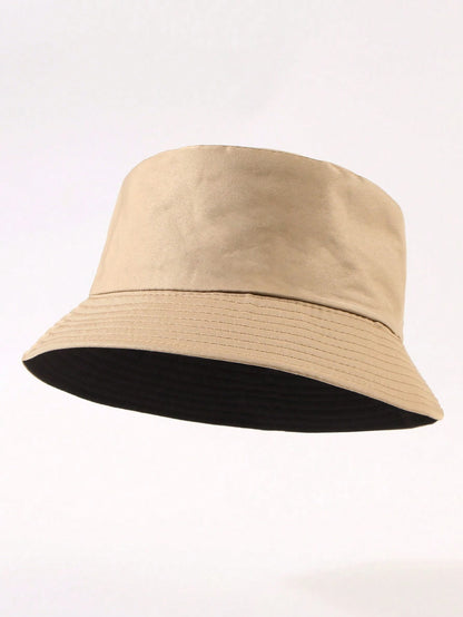 1 pieza de sombrero de sol unicolor informal, adecuado para uso diario, paseos en la calle, fiestas y actividades al aire libre. Sombrero de cubo juvenil unisex reversible, sombreador y protector solar.