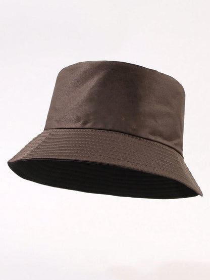 1 pieza de sombrero de sol unicolor informal, adecuado para uso diario, paseos en la calle, fiestas y actividades al aire libre. Sombrero de cubo juvenil unisex reversible, sombreador y protector solar.