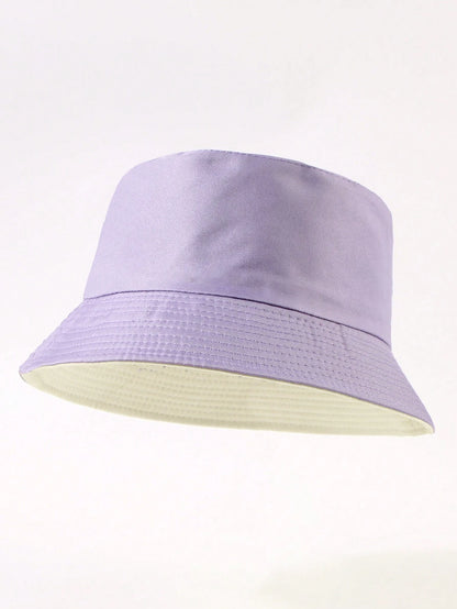 1 pieza de sombrero de sol unicolor informal, adecuado para uso diario, paseos en la calle, fiestas y actividades al aire libre. Sombrero de cubo juvenil unisex reversible, sombreador y protector solar.