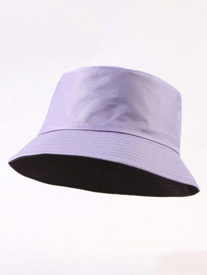 1 pieza de sombrero de sol unicolor informal, adecuado para uso diario, paseos en la calle, fiestas y actividades al aire libre. Sombrero de cubo juvenil unisex reversible, sombreador y protector solar.