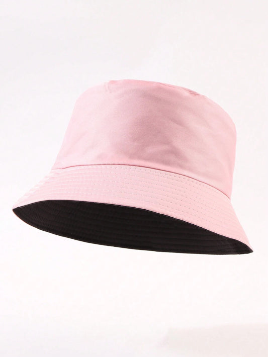1 pieza de sombrero de sol unicolor informal, adecuado para uso diario, paseos en la calle, fiestas y actividades al aire libre. Sombrero de cubo juvenil unisex reversible, sombreador y protector solar.