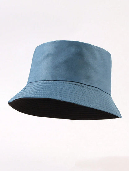 1 pieza de sombrero de sol unicolor informal, adecuado para uso diario, paseos en la calle, fiestas y actividades al aire libre. Sombrero de cubo juvenil unisex reversible, sombreador y protector solar.