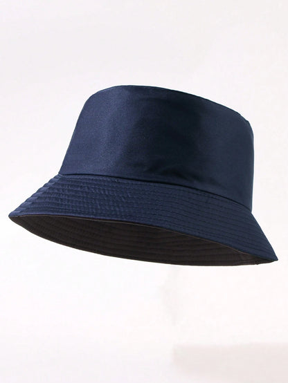 1 pieza de sombrero de sol unicolor informal, adecuado para uso diario, paseos en la calle, fiestas y actividades al aire libre. Sombrero de cubo juvenil unisex reversible, sombreador y protector solar.