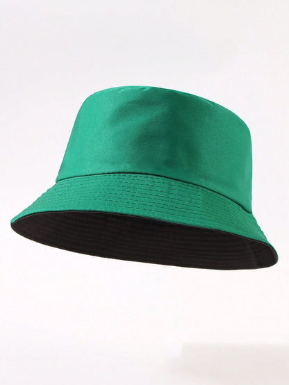 1 pieza de sombrero de sol unicolor informal, adecuado para uso diario, paseos en la calle, fiestas y actividades al aire libre. Sombrero de cubo juvenil unisex reversible, sombreador y protector solar.