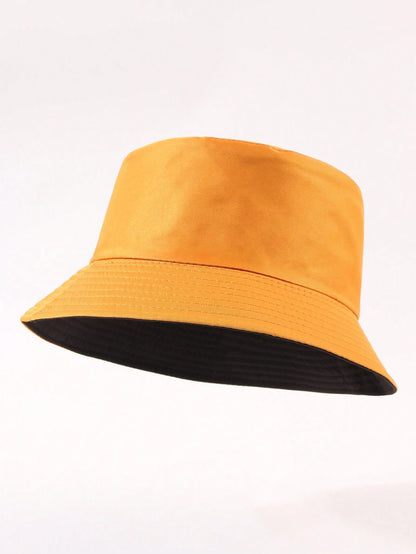 1 pieza de sombrero de sol unicolor informal, adecuado para uso diario, paseos en la calle, fiestas y actividades al aire libre. Sombrero de cubo juvenil unisex reversible, sombreador y protector solar.