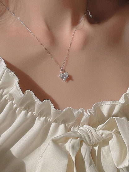 1 pieza moda de acero inoxidable zirconia cúbica clave colgante de corazón Collar para mujeres para Decoración regalo fiesta